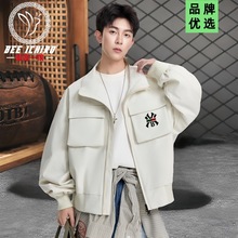 蜜蜂一狼旗舰店秋季薄款男装青少年时尚个性休闲外套防风学生夹克