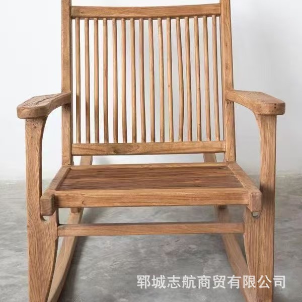 中式老榆木摇摇椅民宿庭院椅子户外休闲躺椅实木靠背椅午睡扶手椅