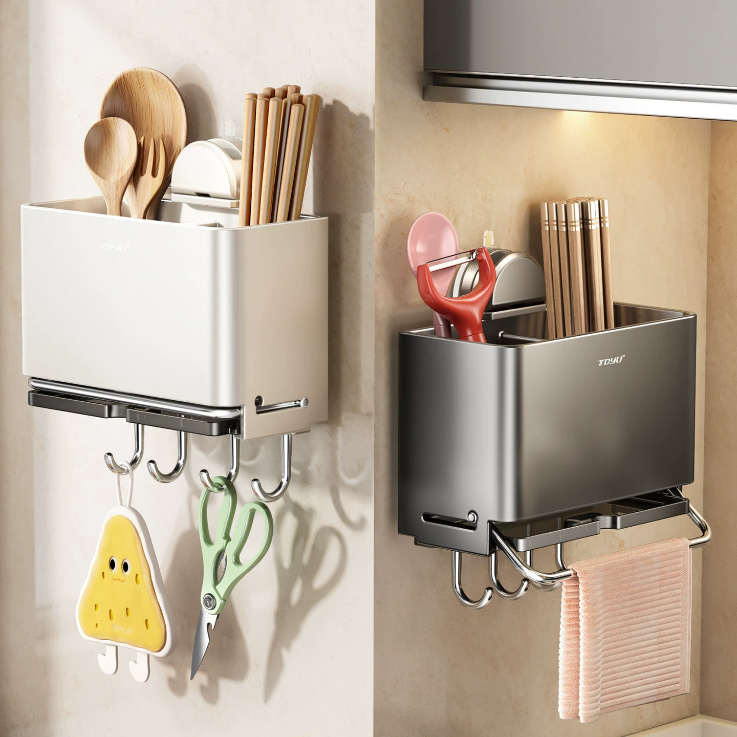 Wall-mounted Storage Rack Stainless Steel No-drill Kitchen from Yomiego