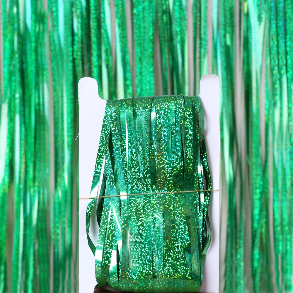 Fiesta de bodas Decoración de la pared de fondo de cumpleaños Diseño de accesorios para engrosar la lluvia láser cortina de color color flecos image 14