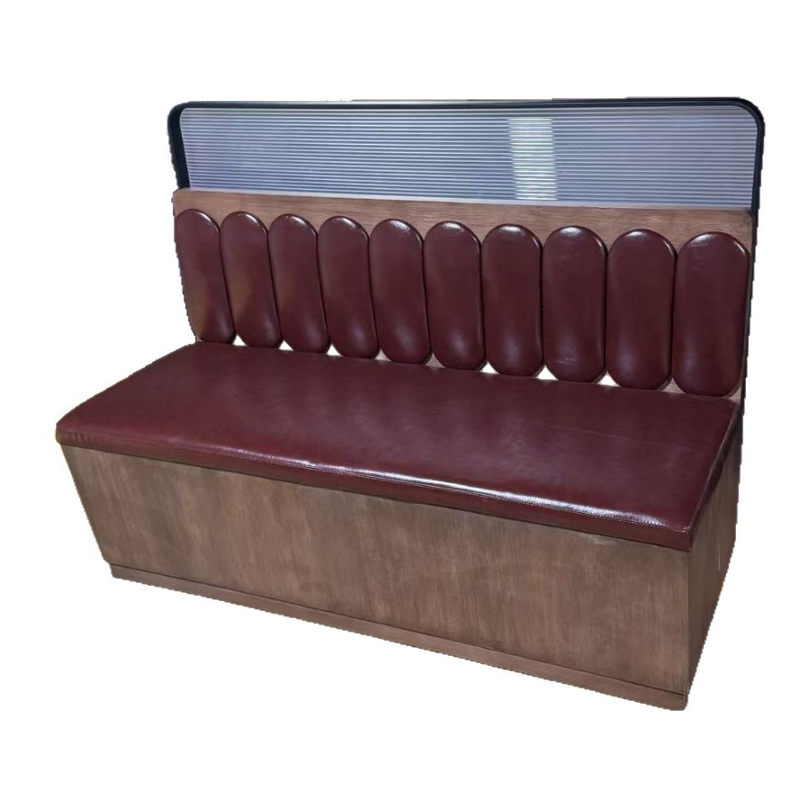 Personalizado asiento de tarjeta de comedor occidental sofá comedor contra la pared con pantalla de hardware de asiento de tarjeta de restaurante muebles de comedor comerciales