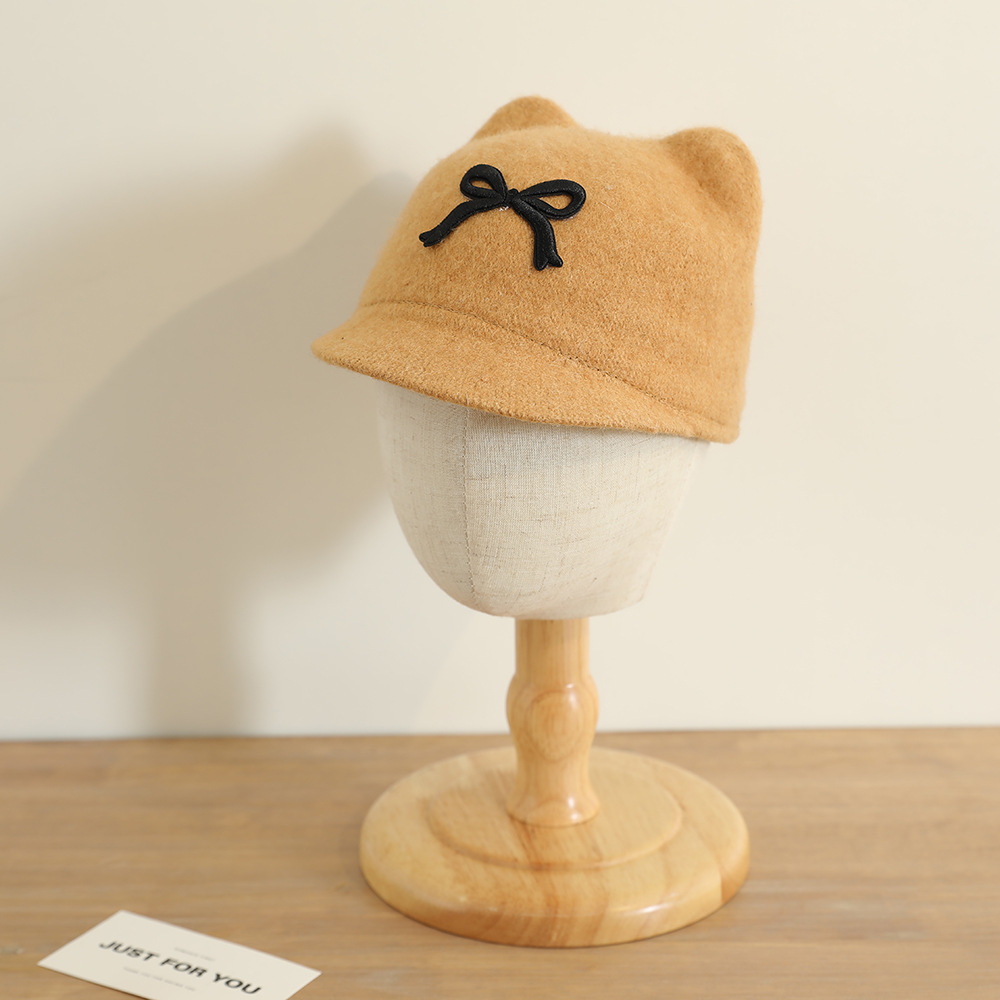 Sombreros para niños otoño y invierno bordados tridimensionales arco corto gorro de niñas gorro de moda británico gorro equestre para bebés masculinos