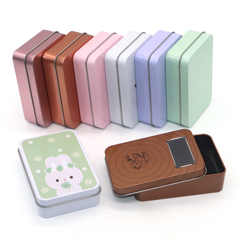 107*70*30mm现货长方形马口铁盒 双层防锈油磨砂可开窗铁盒子