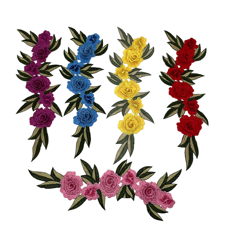 民族风刺绣布贴 水溶多色立体刺绣补丁贴 旗袍礼服贴花 厂家特价