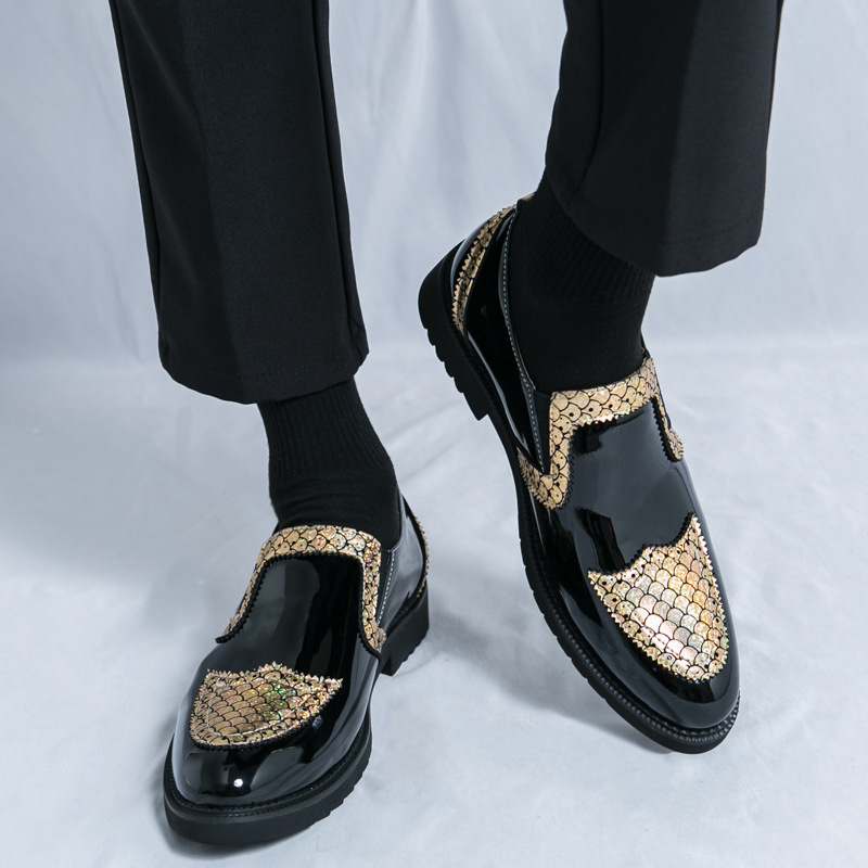 Cheap cross-border British pointed casual increased leather shoes nightclub hair stylist lazy men's shoes a generation of A273