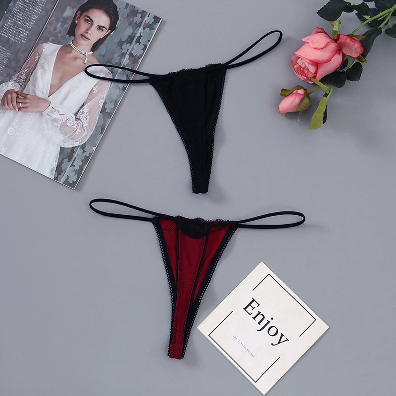Meichunfei кружевной thong нижнее белье для женщин, европейский стиль, черный и бордовый, размеры M/L