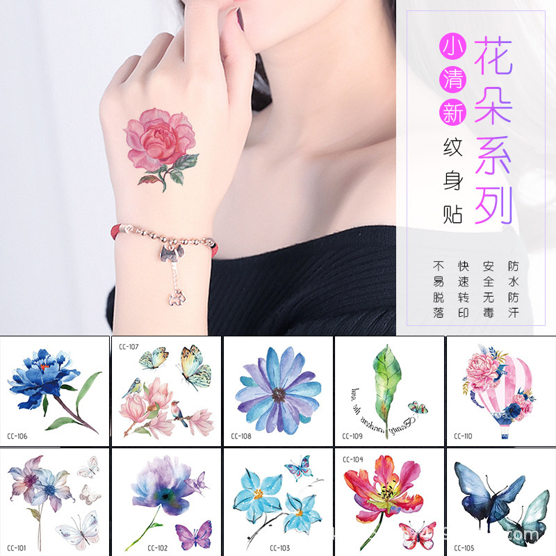 Waterproof Flower Tattoo Sticker Personalized Fashion Beautiful Flowers Realistic Temporary Tattoo Original Color Tattoo Sticker