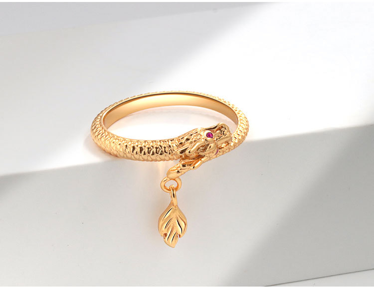 Großhandel IG-Stil Drachen Kupfer Überzug Inlay Zirkon Charm Ring Offener Ring display picture 3