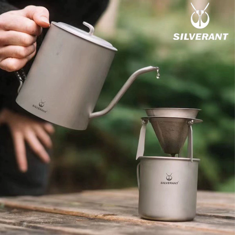 Silverant Silver Aite Pure Titanium Long Titanic Hands Family Drip Filter Filter Coffee Multifunctional Filter