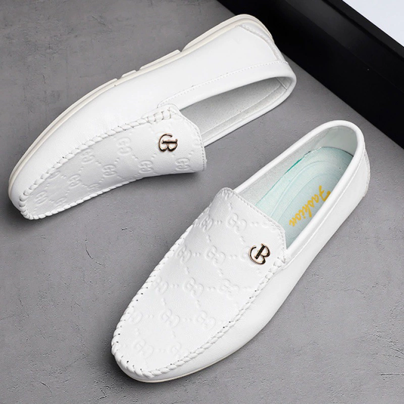 Белые кожаные туфли, мужские ленивые туфли, Британские парусные туфли, повседневная обувь из мягкой кожи в Корейском стиле с мягкой подошвой, мужские белые туфли без шнуровки