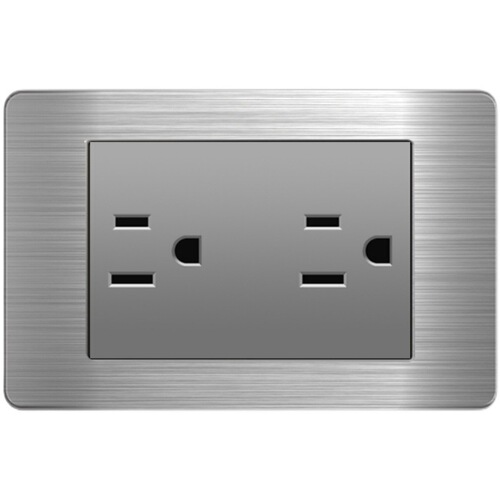 Taiwan socket 110v American panel wall household switch American standard power socket stainless steel brushed gray American standard