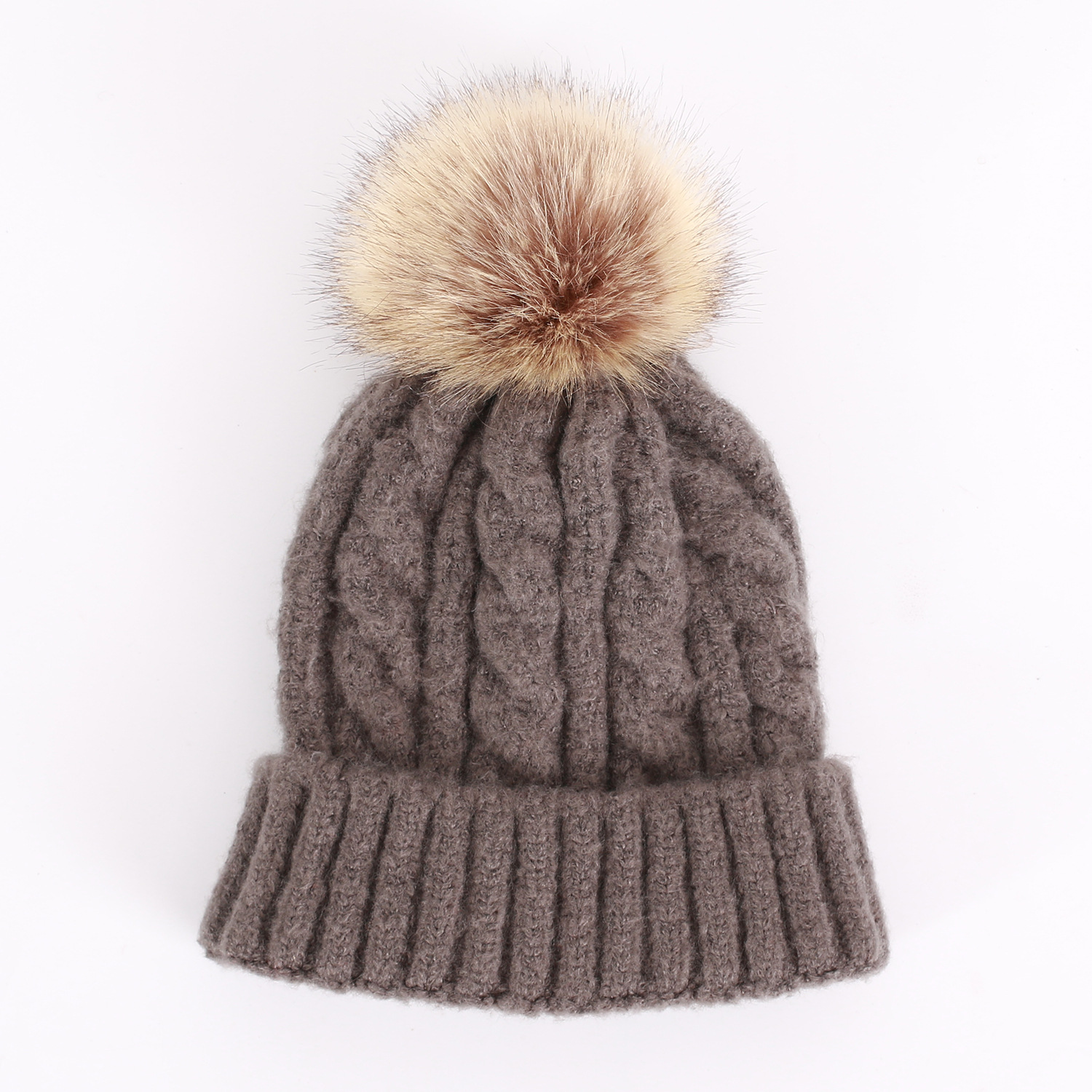 Gorro de lino grueso con patrón de una sola capa para mujer, versión coreana, tejido de Cachemira de mezcla de color sólido para otoño e invierno_voghion.com