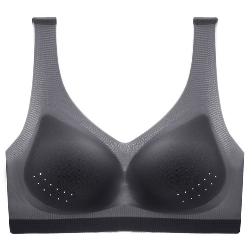 Seda de hielo delgada empuja hacia arriba la belleza hacia atrás sujetador sin costuras de látex inalámbrico de recolección de pecho Chaleco de estilo transpirable sujetador ropa interior