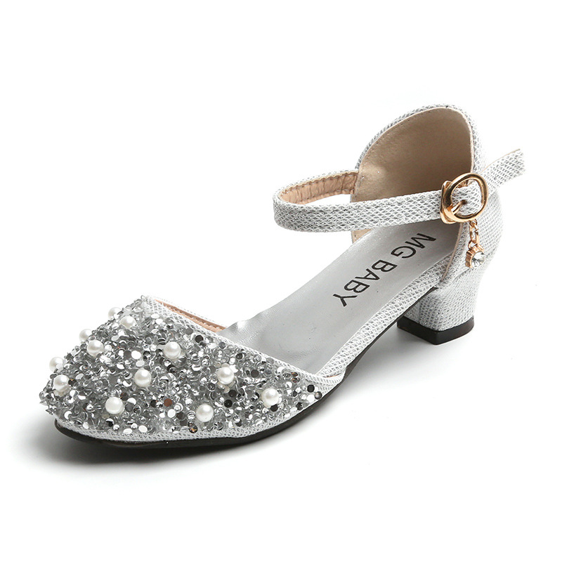 Pearl Water Diamond Princess Schuhe, Flachmund-Mode-Mädchensandalen, Mittelgroße High Heels, Sommer-Kinderschuhe_voghion.com