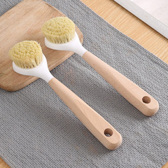 Stove pot brush household long-handled brush for washing dishes and pots special wooden handle brush kitchen descaling and oil cleaning artifact