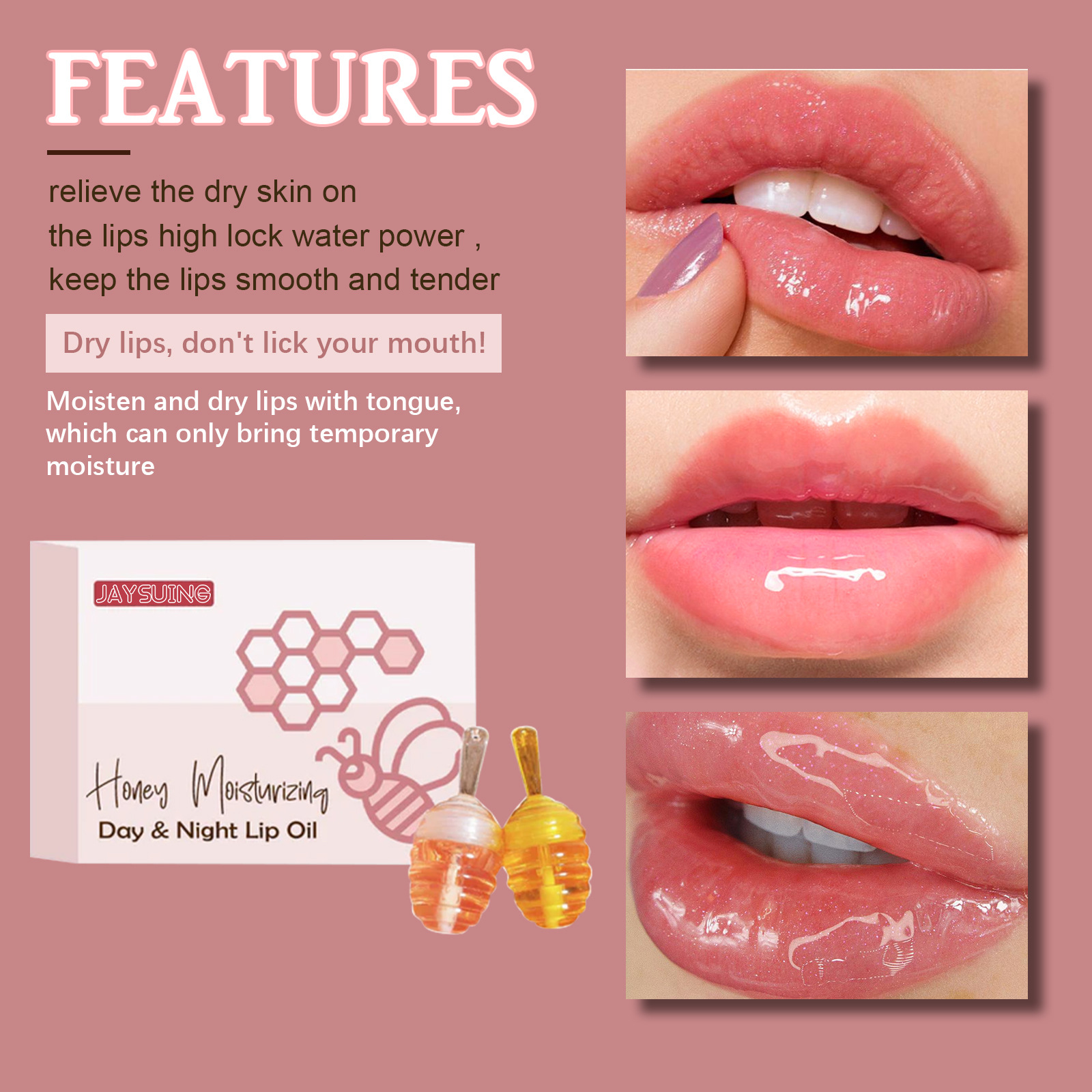 Nacht-Jaysuing-Tag-Honig-Feuchtigkeitsöl zur Aufhellung von Falten, zur Reparatur von Lippenpeeling und Rissen und zur Befeuchtung der Lippen_voghion.com
