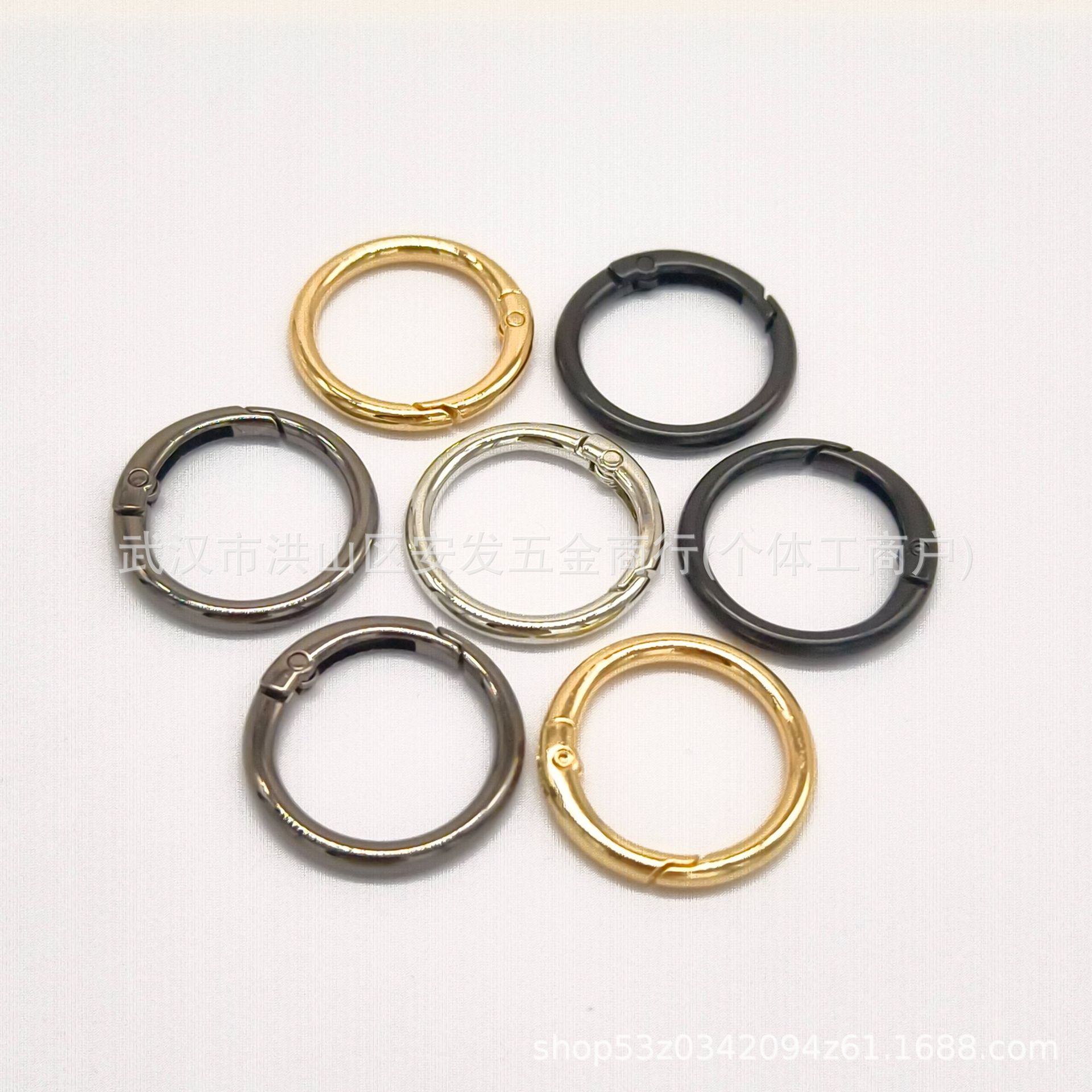 现货锌合金弹簧圈钥匙扣弹簧扣金属圆形开口圈饰品织带箱包挂扣