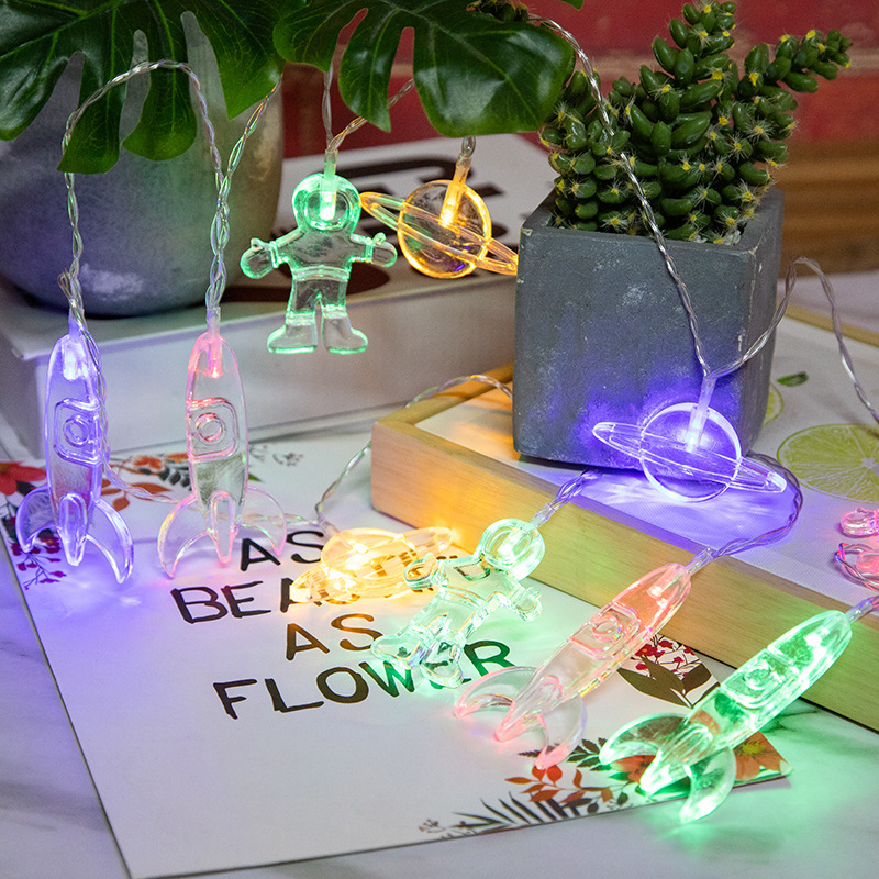 Nuevo LED astronauta cohete universo explosión bola batería cadena de luz decoración del hogar cadena de luz de color