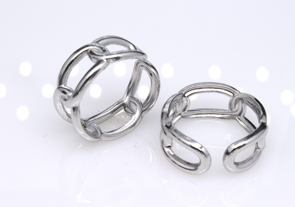 Retro Round Titanium Steel Plating Open Ring 1 Piece display picture 34