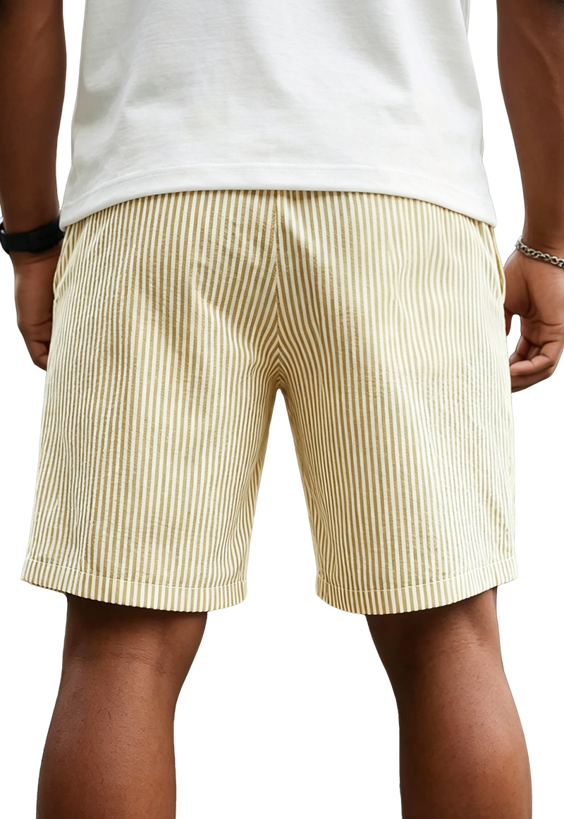 Men's Plaid Striped Sports Capri Pants Loose Fitting Plus Size Casual Summer Shorts_viptrois.com