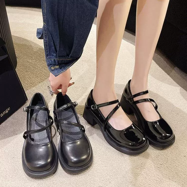 Британские туфли на мелком каблуке кожаные туфли женские французские туфли на толстой подошве 2024 весна и осень новые туфли на высоком каблуке Мэри Джейн