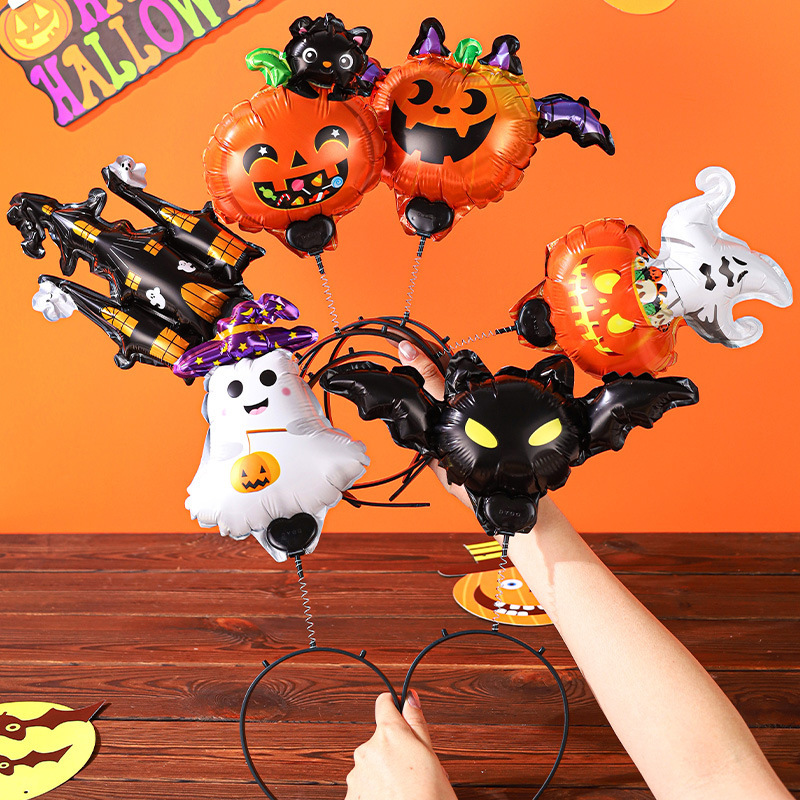 Duoyang 新製品クリエイティブハロウィンスプリングバルーンヘッドバンド面白いゴーストカボチャ装飾 [個別包装]|undefined