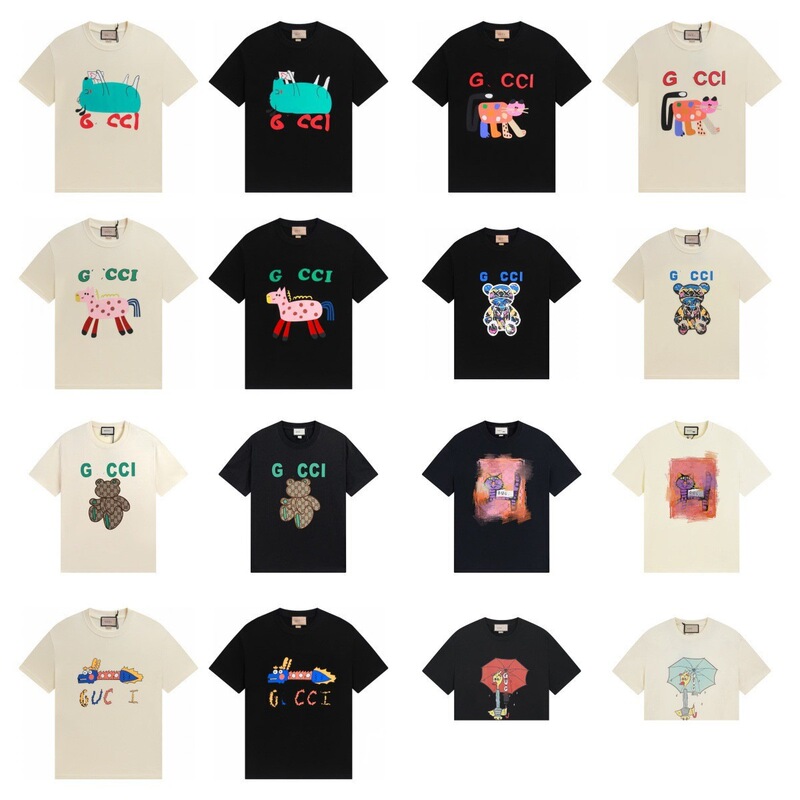 Cross-Border Gu Brand Authentic Version 25Ss New Fun Animal Print Pure Cotton Short-Sleeve T-Shirt Couple Casual Top Cross-Border Gu Brand Authentic Version 25Ss New Fun Animal Print Pure Cotton Short-Sleeve T-Shirt Couple Casual Top