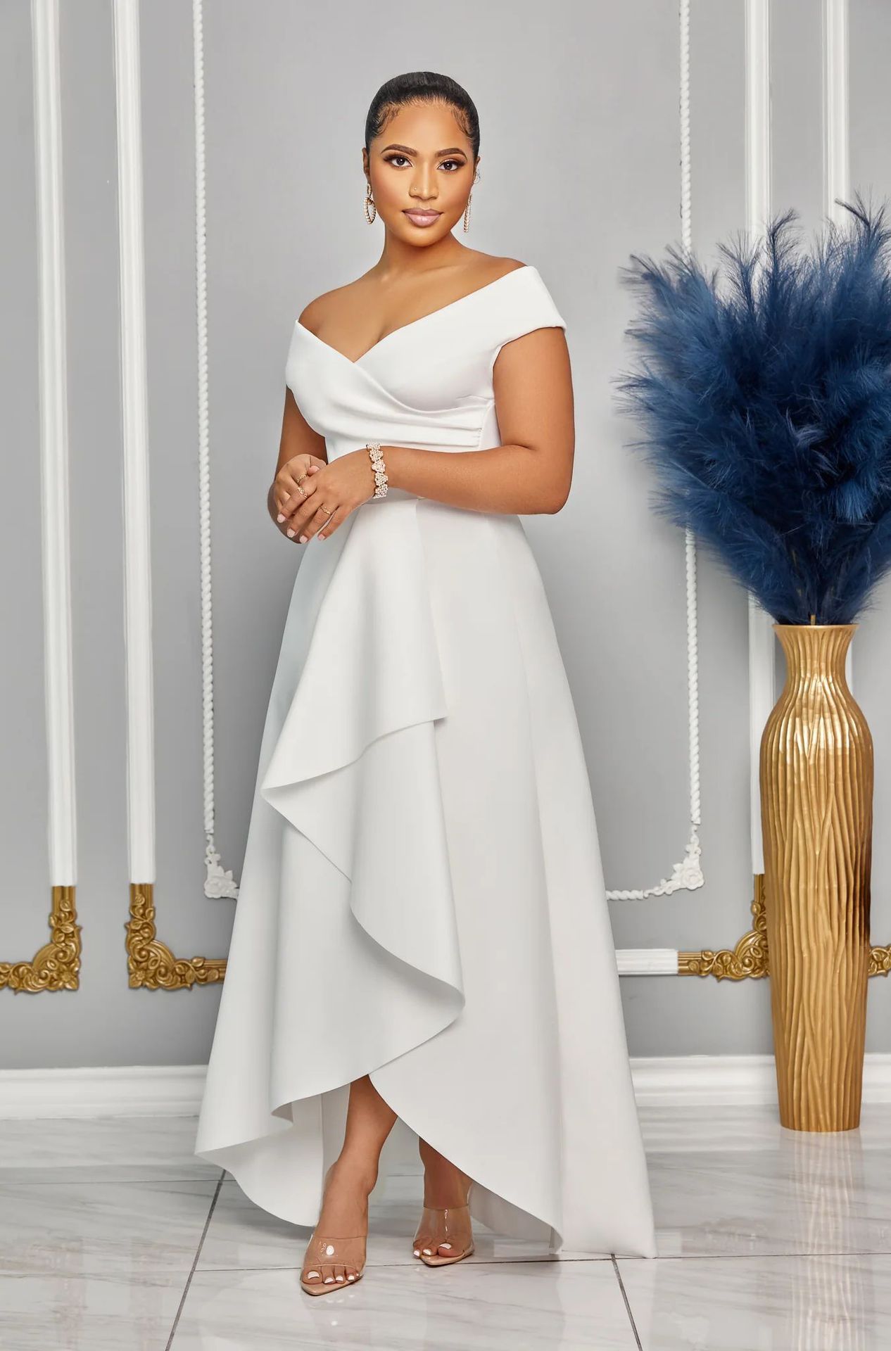 Women's Sexy Slim Fit One Shoulder Sleeveless Large Skirt Dress Solid Color_ecoleips.com