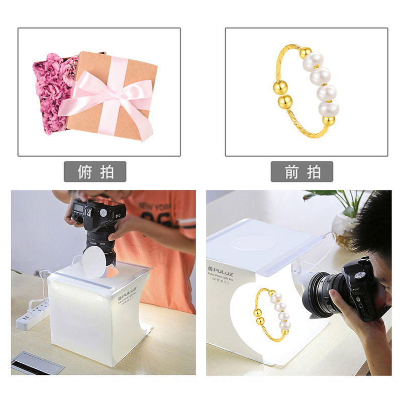 Puluz vaca gorda 20cm portátil plegable LED estudio mini fotografía caja de luz pequeño equipo