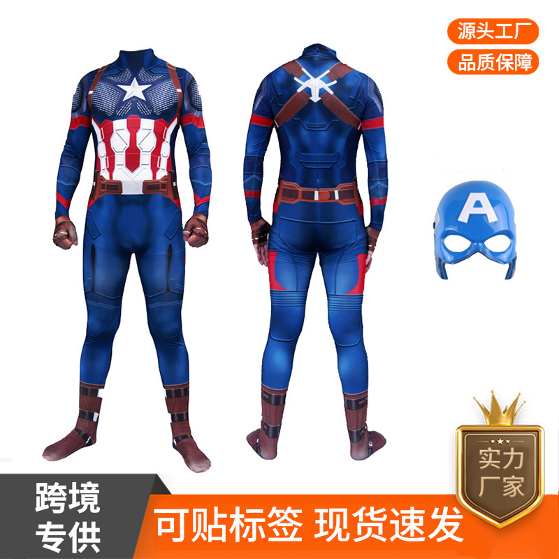 Captain America Jumpsuit Cosplay Costume Adult Iron Man Children's Performance Costume Halloween Superhero