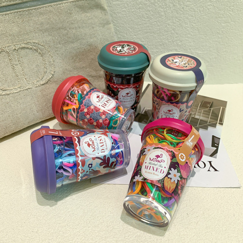 FASHION NEW KOREAN STYLE CUTE COLORFUL ELASTIC RIBBON BOTTLE PACKED ONE-TIME HAIR TIE SET WITH MINI PONYTAIL HEADBAND BABY HAIR ACCESSORY