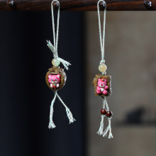 绿檀木镶嵌草莓熊手机挂件diy可爱卡通檀木立体树桩熊女钥匙扣