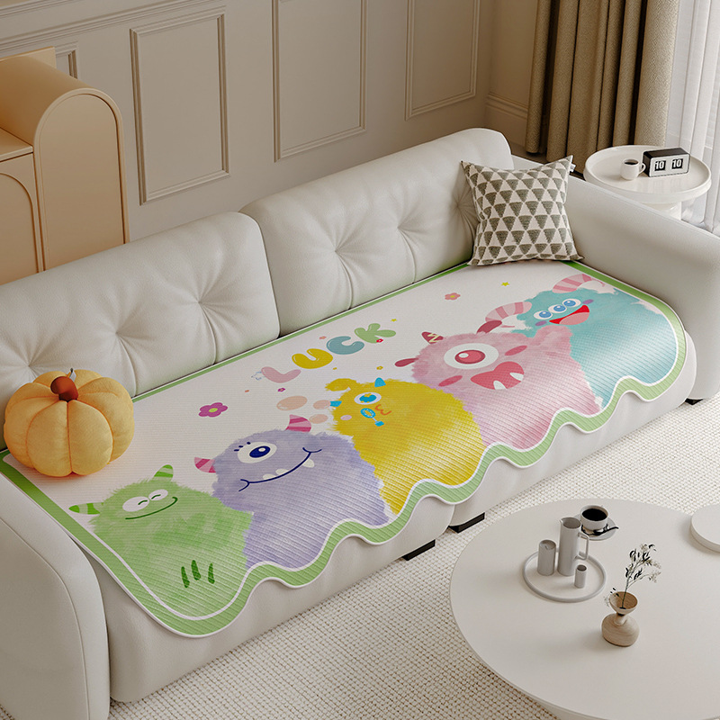 2025 nuevo cojín de sofá de ratán de seda de hielo de dibujos animados de verano cojín antideslizante de verano cojín de verano de forma especial cojín de hielo cojín