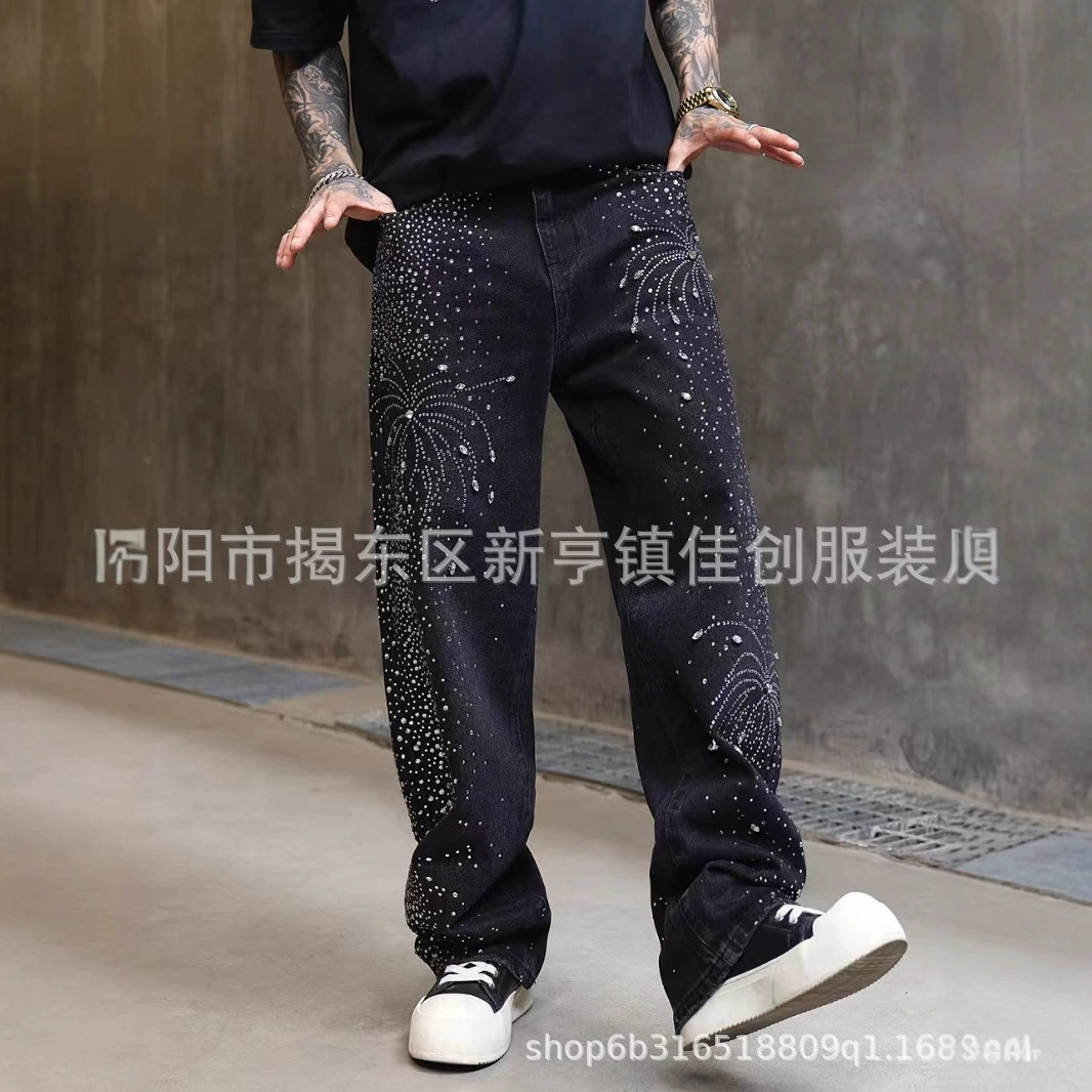 Японские модные новые американские ретро потертые джинсы, свободные повседневные прямые широкие брюки для мужчин