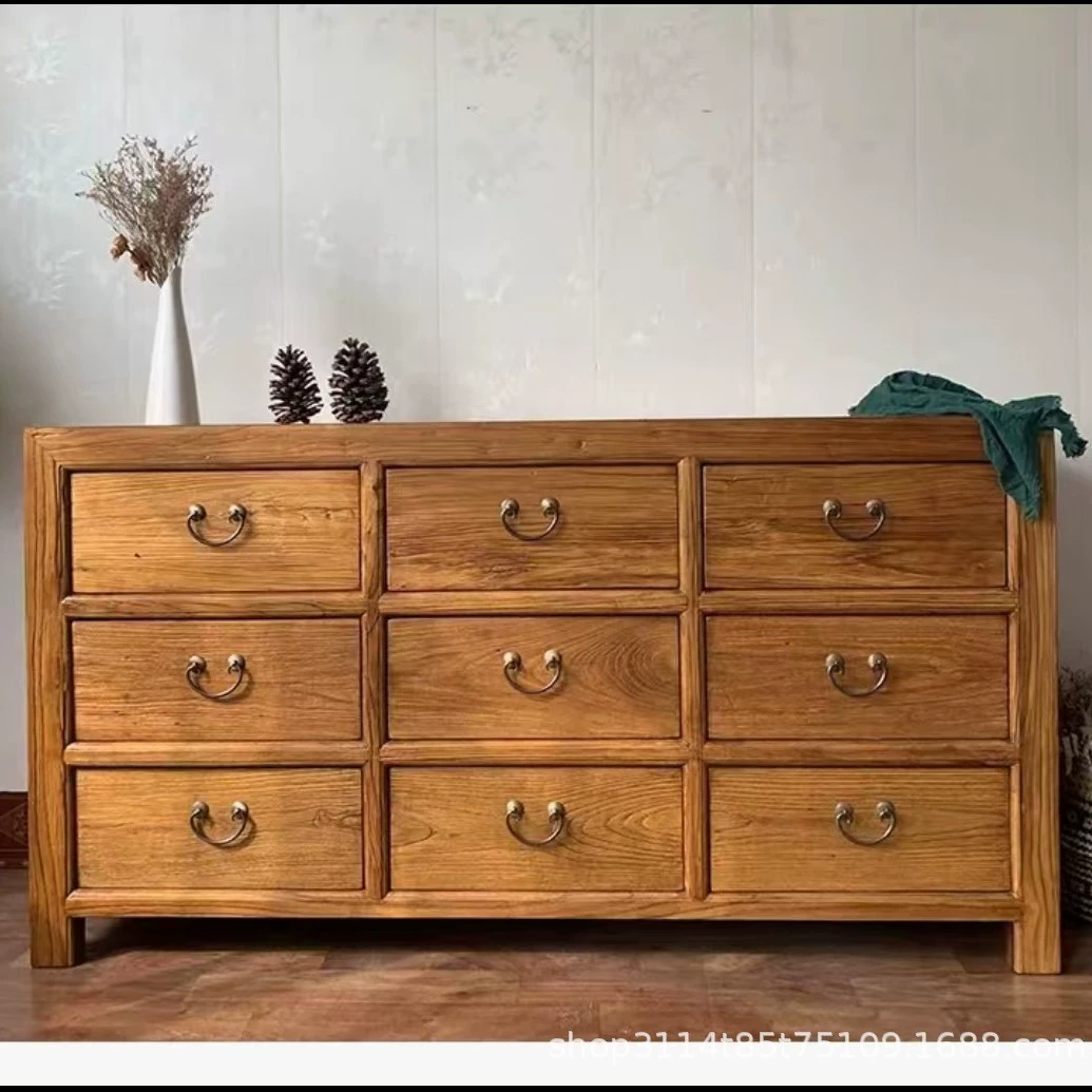 Новый китайский шкаф для хранения старой мебели из вяза бревна с ящиком для еды