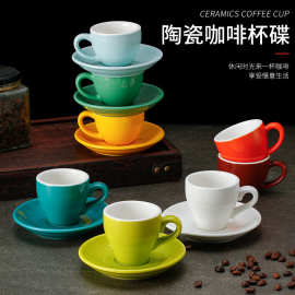 浓缩咖啡杯套装黑色小咖啡杯子红色特浓espresso黄色意式咖啡杯碟