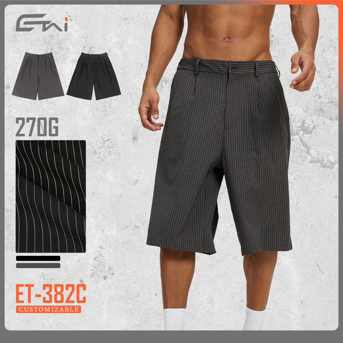 ETAI ropa de hombre de verano casual trajes a rayas pantalones cortos de moda para hombres pantalones sueltos de cinco puntos para adolescentes image 3