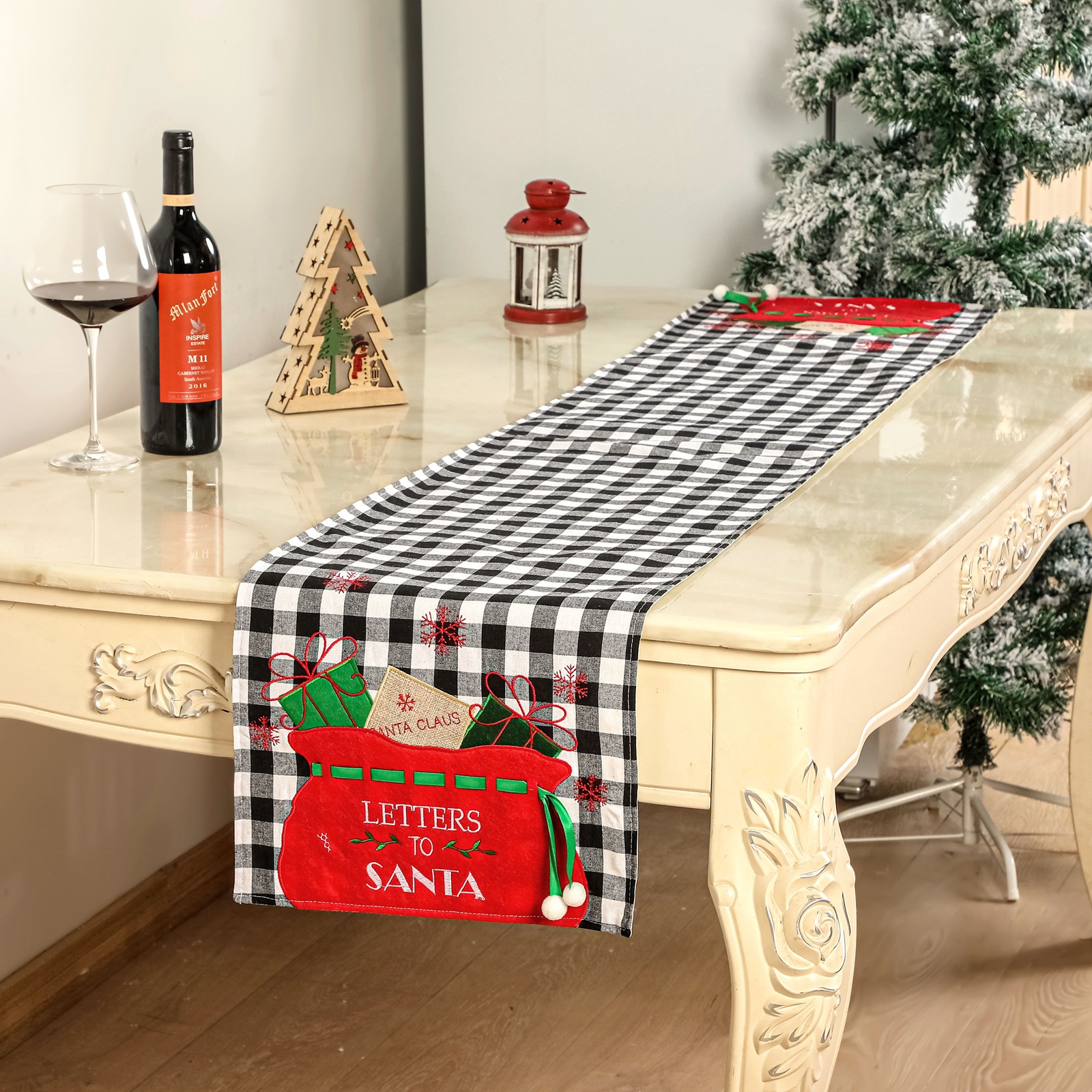 Christmas table flag tablecloth home decoration supplies linen plaid tablecloth creative Christmas tablecloth table decoration_voghion.com