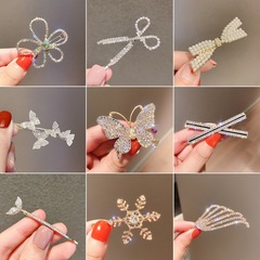 気質風 ~ ヘアピンのドリルの側の前髪は真珠を挟みます。