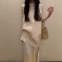 不规则圆领系列亚麻半裙