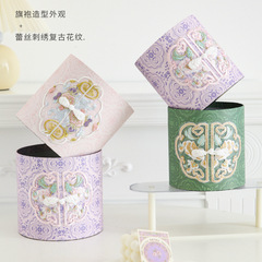 New Chinese-style Mother's Day cloud-shoulder embroidery fabric sticker floral hug bucket fresh flower gift box flower arranging bucket handmade materials