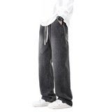 Демисезонные джинсы, флисовые универсальные штаны, в американском стиле, свободный прямой крой