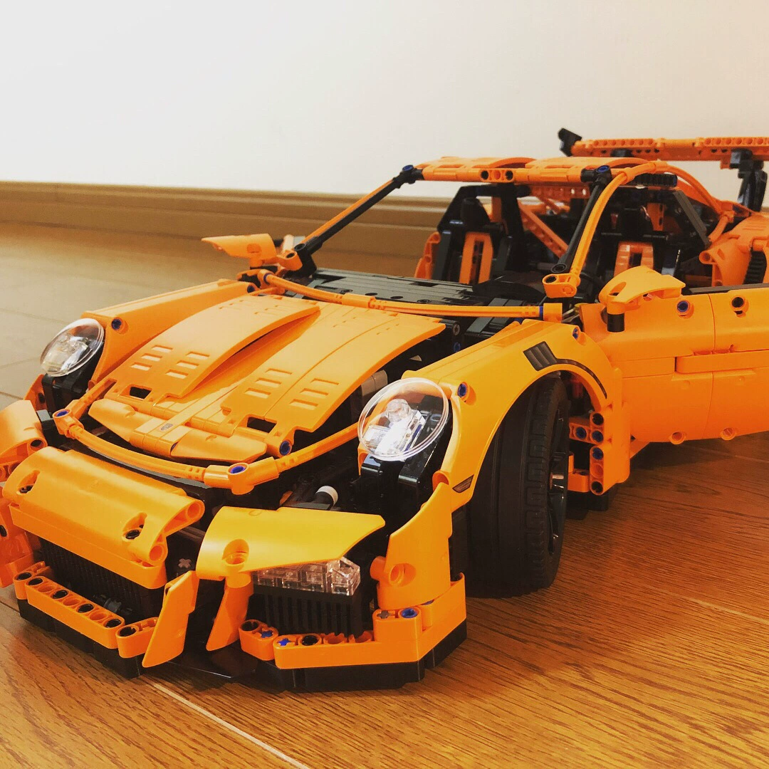 Lego, оранжевый механический конструктор, гоночная машина, игрушка для мальчиков, (跨境贸易), Porsche