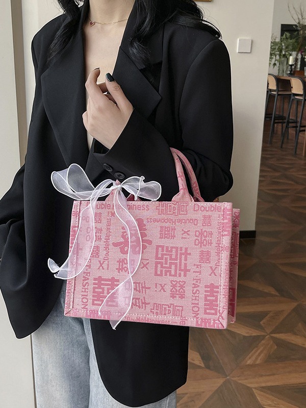 Nueva bolsa de boda de estilo nacional de gran capacidad simple bufandas de seda de caracteres de boda bolsas de mano de damas de honor regalo de tela bolsa especial
