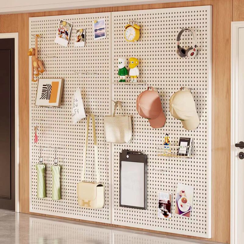 Perforated Board Storage Rack Behind the Entrance Door, Entrance Wall Perforated Board, Living Room Wall Stainless Steel Storage Display Hanging Board