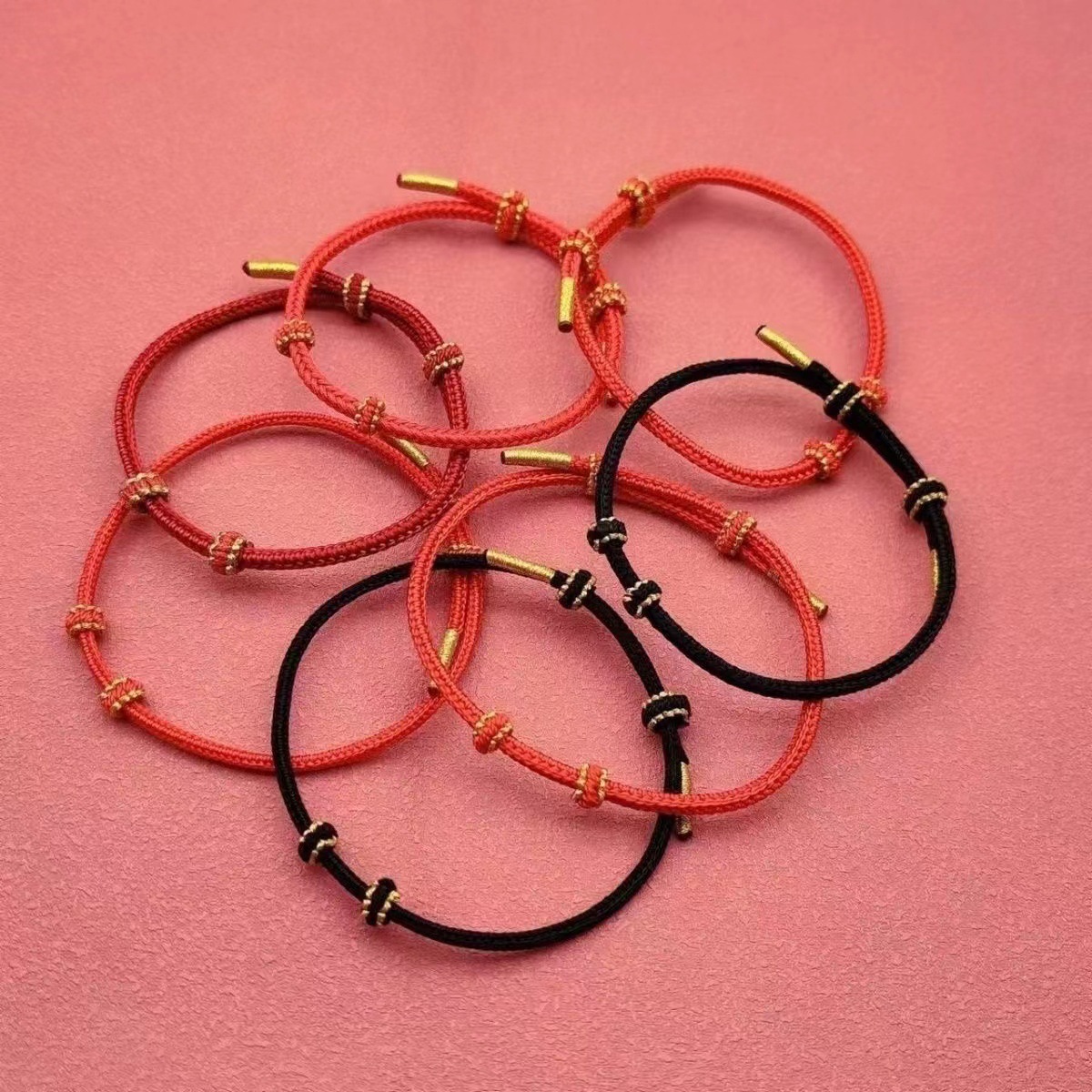 Zodiac Year Hand Rope Braided Red Rope Semi-Finished Product Wearable DIY Handmade Bracelet Gold Transfer DIY Couple