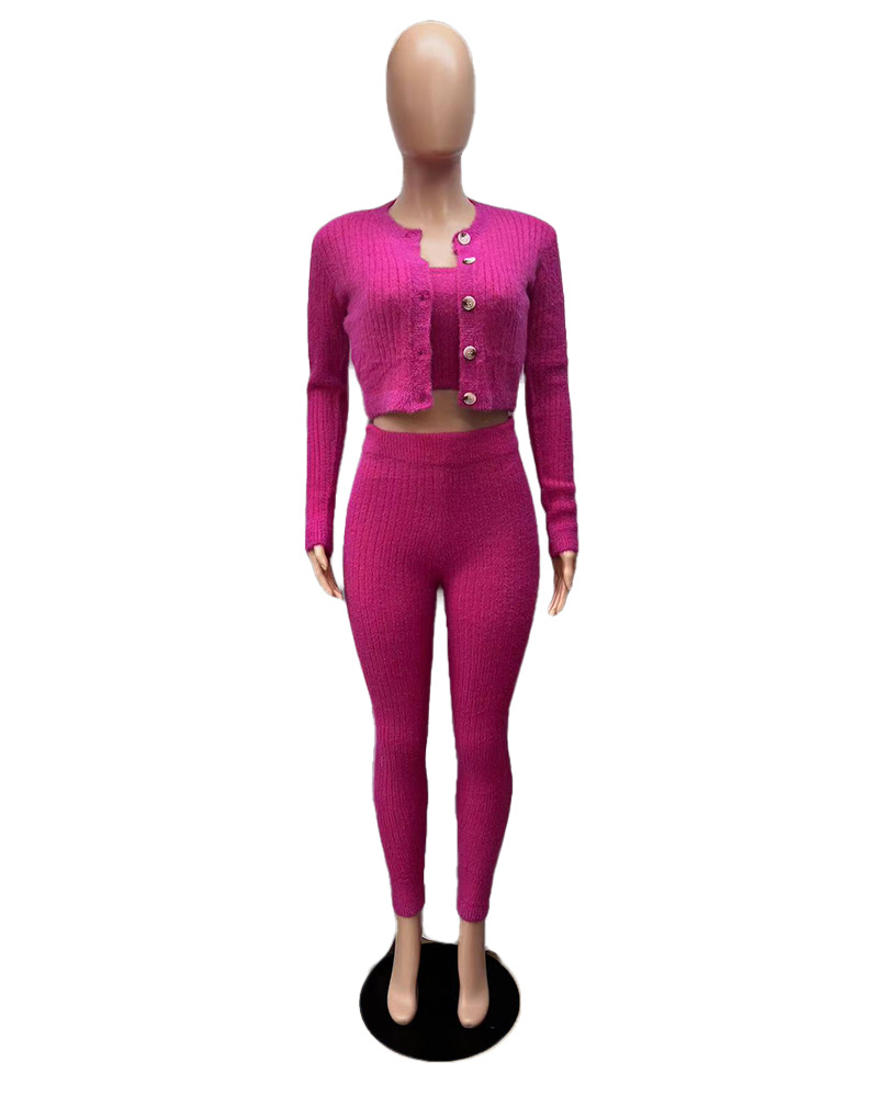 Täglich Frau Einfacher Stil Einfarbig Polyester Hosen-sets Hosen-sets display picture 7
