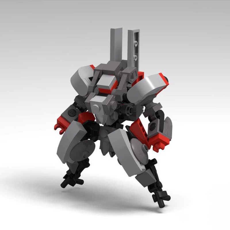 Cross-border best-selling building block MOC mini mecha robot model in gray.