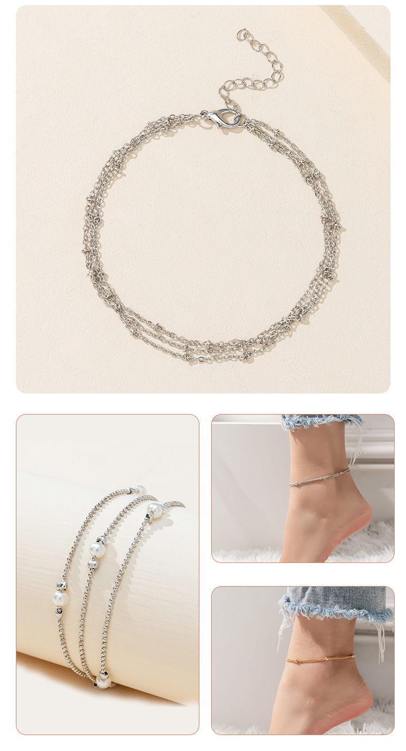 Solid Color Pattern Women'S Gender Fashion Solid Color Alloy Plating Anklet