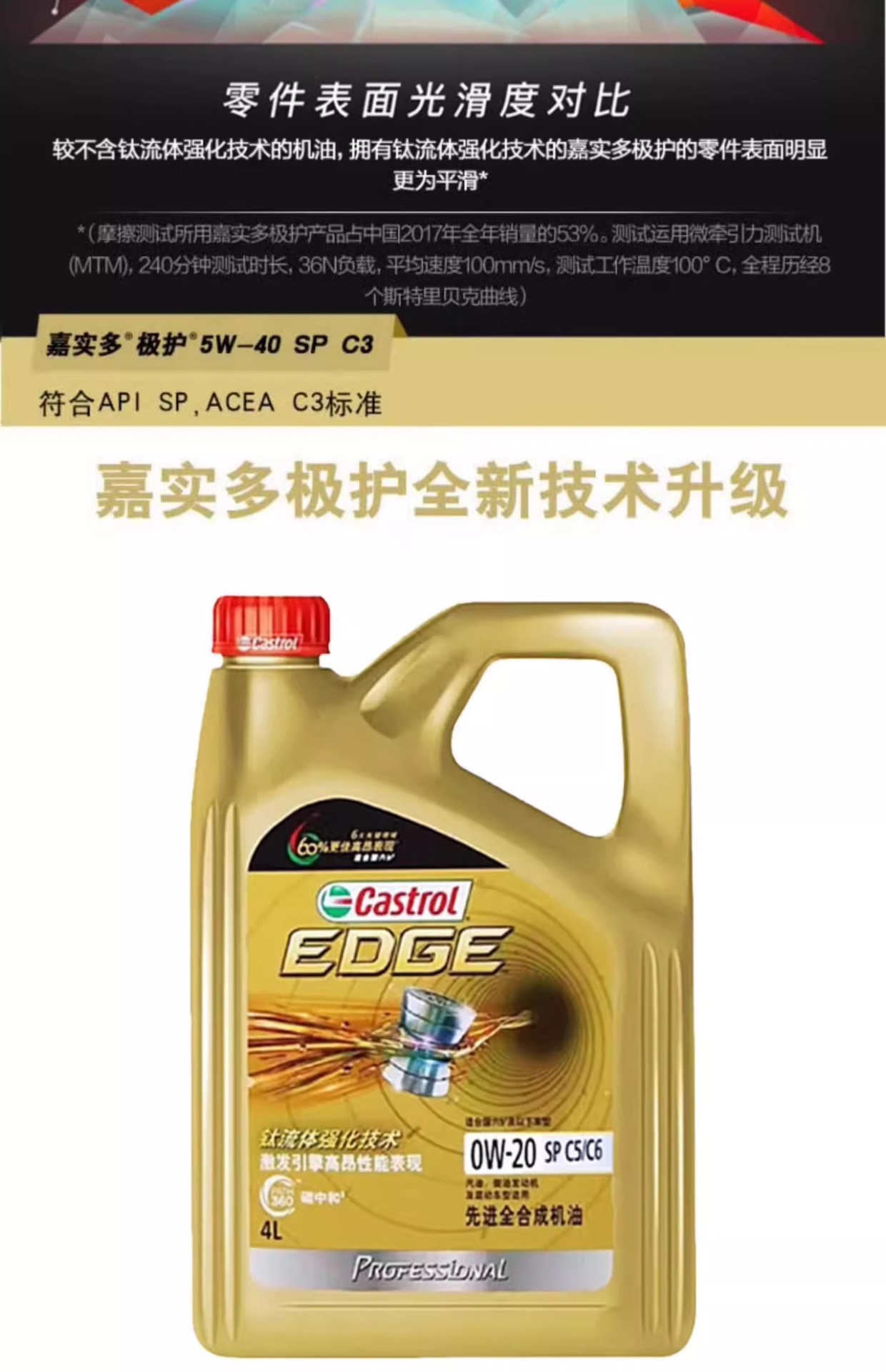 Castrol Engine Oil 0W20 Extreme Protection Exclusive Fully Synthetic Engine Oil Automotive Lubricant Sp C5 4L Car Maintenance